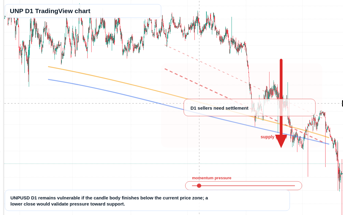 UNP D1 candlestick chart